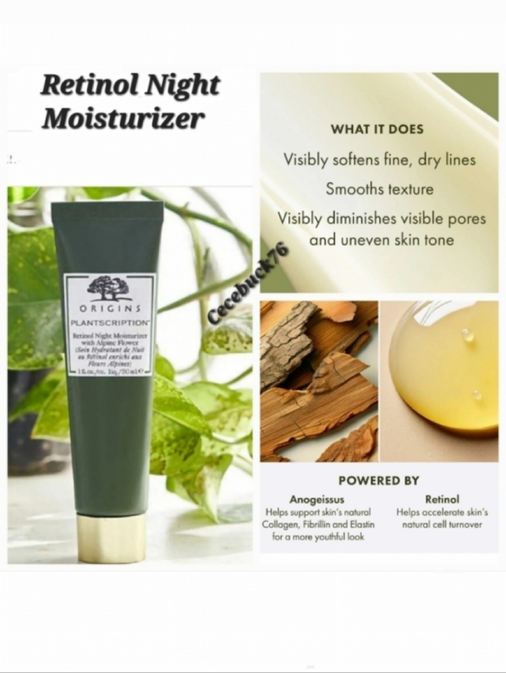 🌺Origins Plantscription Retinol Night Moisturizer with Alpine Flower